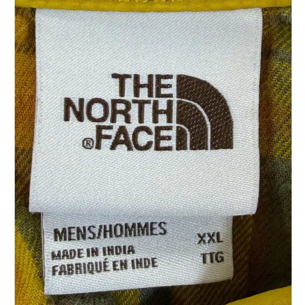 The North Face Men's Gold 2XL Plaid Flannel Long Sleeve Button Front Shirt Top